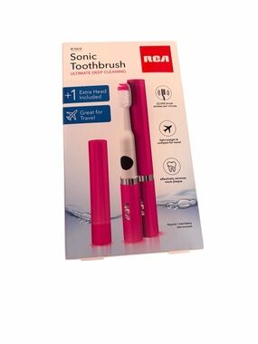 RCA Sonic Hot Pink Electric Toothbrush Two Brush Heads